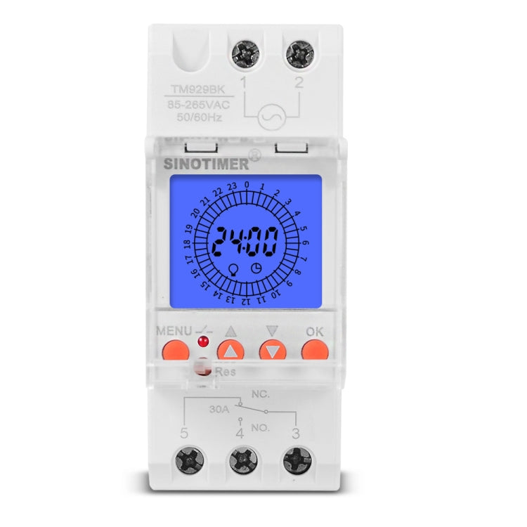 SINOTIMER TM929BKL 85-265V 30A 24 ore Digitale Analogico Din Modulo Interruttore Tempo con Retroilluminazione, 30A SINOTIMER TM929BKL 85-265V 30A 24 ore Digitale Analogico Din Modulo Interruttore Tempo con Retroilluminazione, 30A